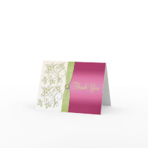 ピンクとグリーンの感謝を伝えるカード