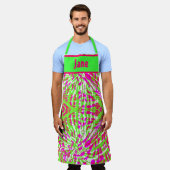 ピンクとグリーンの抽象的なタイダイーデザインエプロン エプロン (着用した状態)