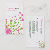 ピンクとグリーンの抽象芸術フローラデザイン – ライト 名刺 (正面/裏面)