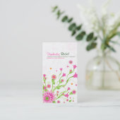 ピンクとグリーンの抽象芸術フローラデザイン – ライト 名刺 (スタンド正面)