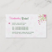 ピンクとグリーンの抽象芸術フローラデザイン – ライト 名刺 (裏面)