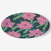 ピンクとグリーンの抽象芸術フローラプリント ペーパープレート (アングル)