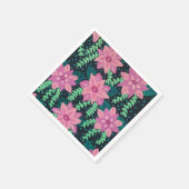 ピンクとグリーンの抽象芸術フローラ スタンダードカクテルナプキン (角)