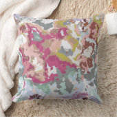 ピンクとグリーンの抽象芸術 クッション (ブランケット)