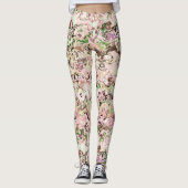 ピンクとグリーンの抽象芸術 レギンス (正面)