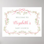 ピンクとグリーンの春ガーデンベビーシャワーへようこそ ポスター (正面)