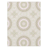 ピンクとグリーンの春メダリオンパターン テーブルクロス (正面)