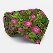 ピンクとグリーンの朝顔 ネクタイ (ロール)