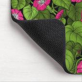 ピンクとグリーンの朝顔 マウスパッド (コーナー)