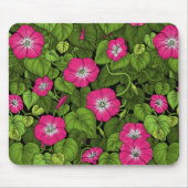 ピンクとグリーンの朝顔 マウスパッド (正面)
