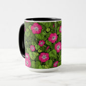 ピンクとグリーンの朝顔 マグカップ (正面左)
