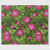 ピンクとグリーンの朝顔 ラッピングペーパー (フラット)