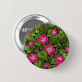 ピンクとグリーンの朝顔 缶バッジ (正面&裏面)