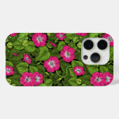 ピンクとグリーンの朝顔 Case-Mate iPhoneケース (裏面 (横))