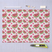 ピンクとグリーンの水彩イチゴパーティー 薄葉紙 (クラフト)