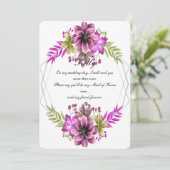 ピンクとグリーンの水彩花のメイドオブオナー 招待状 (スタンド正面)