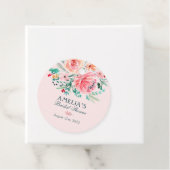 ピンクとグリーンの水彩花イラストのウェディングシャワー フェイバータグ (インサイチュ)