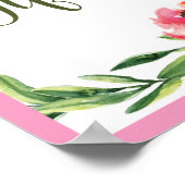 ピンクとグリーンの水彩花模様ギフトサイン ポスター (角)