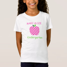 ピンクとグリーンの水玉教師用アップル キッズ Tシャツ