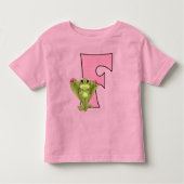 ピンクとグリーンの水玉模様のカエル用F トドラーTシャツ (正面)