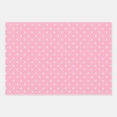 ピンクとグリーンの水玉模様トリオ ラッピングペーパーシート (正面)
