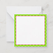 ピンクとグリーンの水玉模様フラミンゴパーソナライズされた ノートカード (裏面)