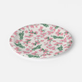 ピンクとグリーンの沿岸花卉 ペーパープレート (アングル)