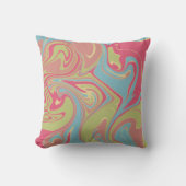 ピンクとグリーンの渦巻き枕 クッション (正面)