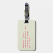 ピンクとグリーンの熱帯フローラカスタム ラゲッジタグ (裏面縦)