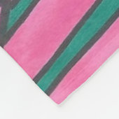 ピンクとグリーンの熱帯葉産 フリースブランケット (角)