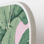 ピンクとグリーンの熱帯葉産 |モノグラムカバナ ピックルボールラケット (左詳細)