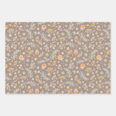 ピンクとグリーンの紅葉 ラッピングペーパーシート (正面)
