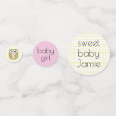 ピンクとグリーンの紙吹雪フクロウ|過去記事 コンフェッティ (正面)