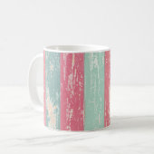 ピンクとグリーンの素朴木製フェスグランジテクスチャ コーヒーマグカップ (正面左)