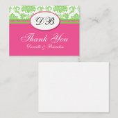 ピンクとグリーンの結婚式お礼カード エンクロージャーカード (正面/裏面)