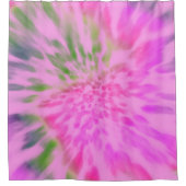 ピンクとグリーンの絞り染め シャワーカーテン (正面)