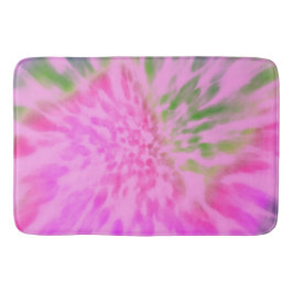 ピンクとグリーンの絞り染め バスマット