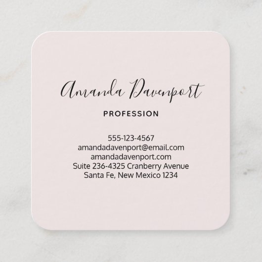 ピンクとグリーンの縁どフローラエレガント スクエア名刺 (裏面)