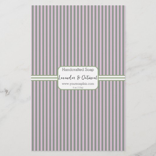 ピンクとグリーンの縦ストライプ向きソープ紙シート (正面)