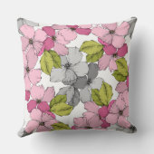 ピンクとグリーンの色の美しいアペの花 クッション (裏面)