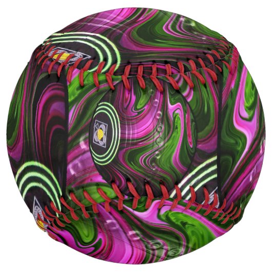 ピンクとグリーンの芝生鉢、ソフトボール ソフトボール (正面)