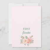 ピンクとグリーンの花のサボテン ファーストフィエスタ 1歳の誕生日 招待状 (裏面)