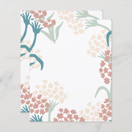 ピンクとグリーンの花スケッチ模様紙シート (正面/裏面)