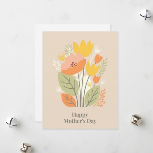 ピンクとグリーンの花束 ハッピーマザーズデイ シーズンカード (正面/裏面インサイチュ)