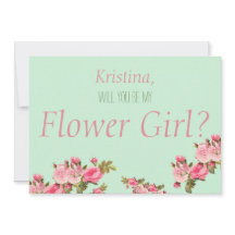 ピンクとグリーンの花柄のフラワーガールにおなる？