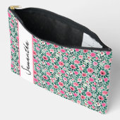 ピンクとグリーンの花柄オーダーメイド アクセサリーポーチ (見開き)