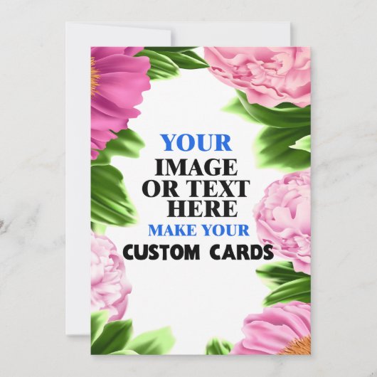 ピンクとグリーンの花柄テンプレートをカスタマイズ  案内状 (正面)