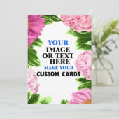 ピンクとグリーンの花柄テンプレートをカスタマイズ  案内状 (スタンド正面)