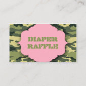 ピンクとグリーンの迷彩柄のラッフルチケットまたはカードの挿入 エンクロージャーカード (裏面)