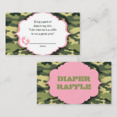 ピンクとグリーンの迷彩柄のラッフルチケットまたはカードの挿入 エンクロージャーカード (正面/裏面)